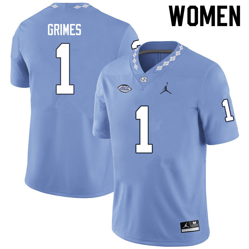 Women #1 Tony Grimes North Carolina Tar Heels College Football Jerseys Sale-Carolina Blue